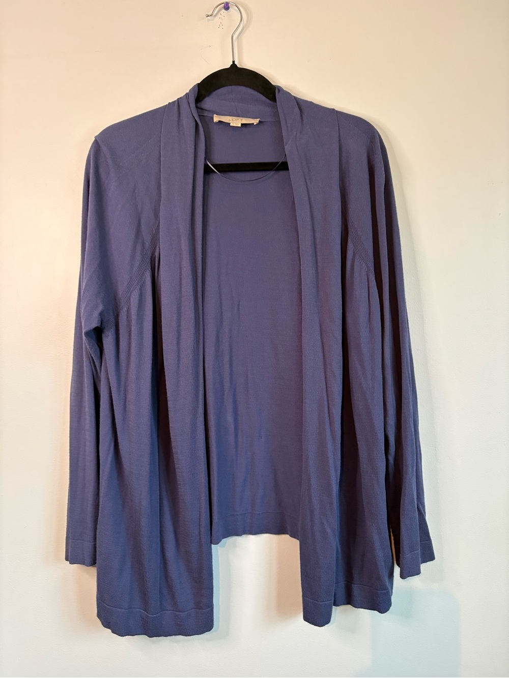 LOFT Open-Front Cardigan in Dusty Blue